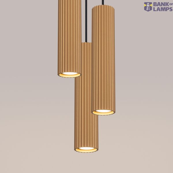 DECORATIVE CARBON HANGING LAMP, GOLDEN ROSETTES, GROOVED LAMPSHADES image 3