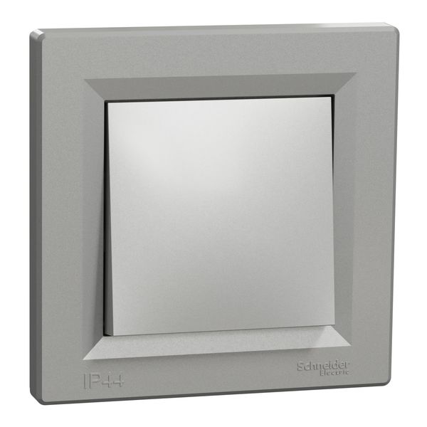 Asfora-1p switch-10AX screwless IP44 alu image 1