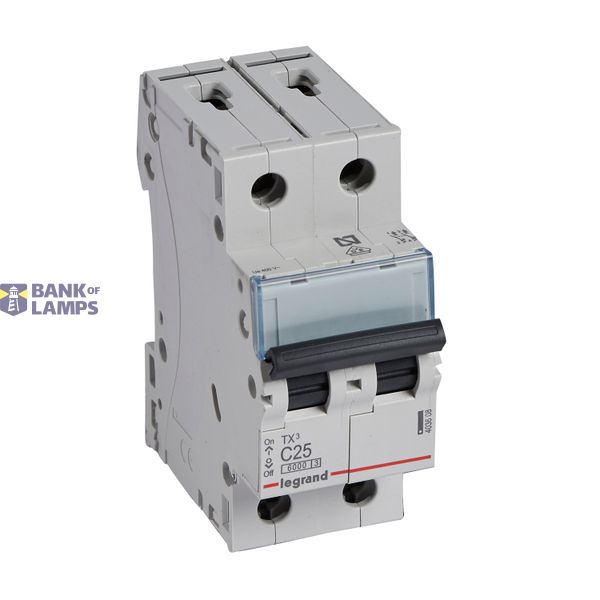 MCB TX³ 6000 - 2P - 230/400 V~ - 25 A - C curve - prong-type supply busbars image 2