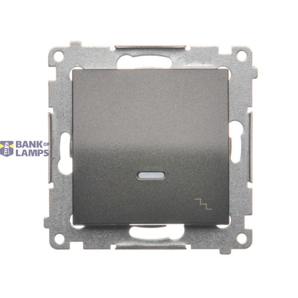 Two-way switch with LED illumination, (module), 10AX, quick connection, anthracite, metalic image 1