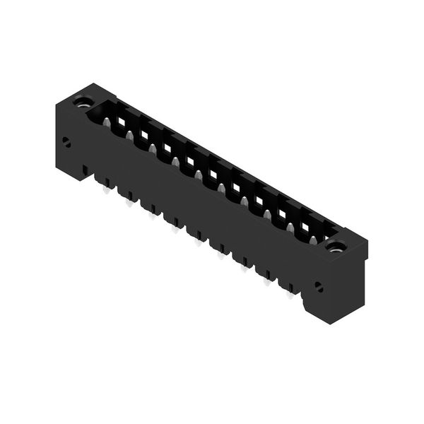 PCB plug-in connector, male header, Flange, THT solder connection, 5.08 mm, Number of poles: 10, 180°, Solder pin length (l): 3.2 mm, tinned, black, Box image 2