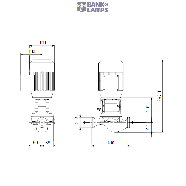 In-line circulator pump TP 32-90/2-A-O-A-BQQE 0.37kW 1X230 50Hz image 2