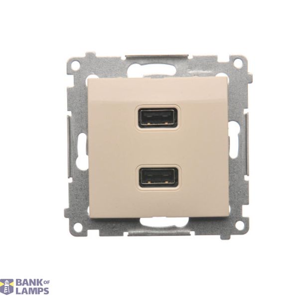 Double USB charger, A+A, 2.1A, cream white/electro white image 1