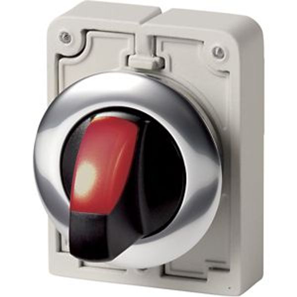 M30C-FWLK3-R Illuminated selector switch actuator, RMQ-Titan, With thumb-grip, momentary, 3 positions, red, Metal bezel image 2