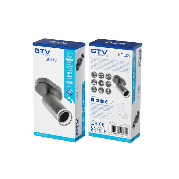 Ceiling luminaire SOLIS, IP20, max. 50 W, 1*GU10, black image 1