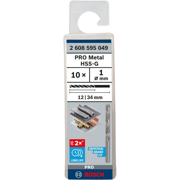 Metal drill bits HSS-G, DIN 338 1 x 12 x 34 mm 10 pcs. image 1