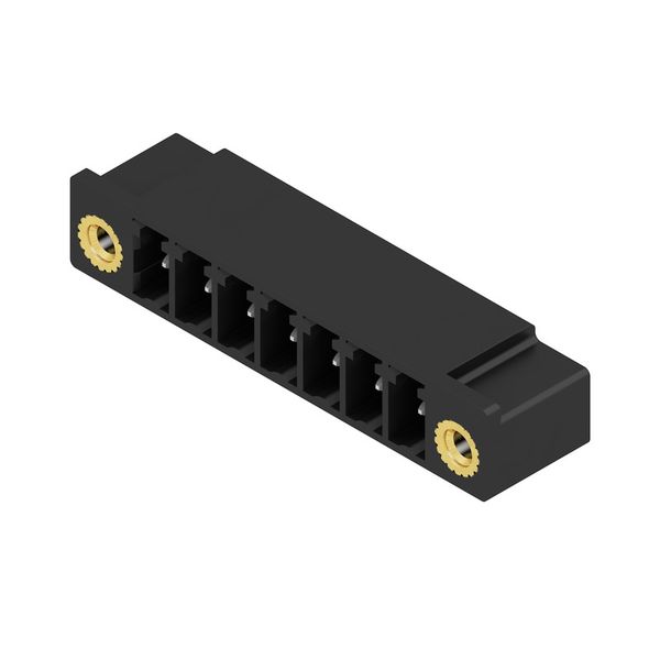 PCB plug-in connector, male header, Flange, THT solder connection, 3.81 mm, Number of poles: 7, 90°, Solder pin length (l): 3.2 mm, tinned, black, Box image 4