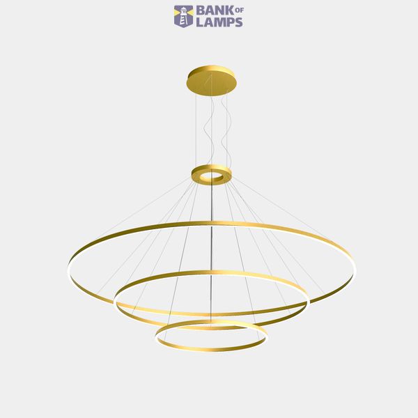 Pendant Circular Downward 3 Rings (ø3000 ø2000 ø1200) LED 326.4W 11836lm 2400K Gold image 1