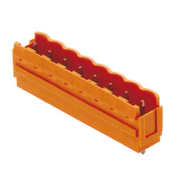 PCB plug-in connector, male header, Dovetails for fixing blocks, THT solder connection, 5.00 mm, Number of poles: 2, 180°, Solder pin length (l): 3.2 mm, tinned, orange, Box image 2