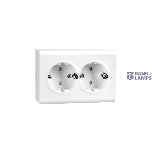 OUTLET SURFACE MOUNTED DOUBLE W/EARTH WHITE 6-PACK image 1