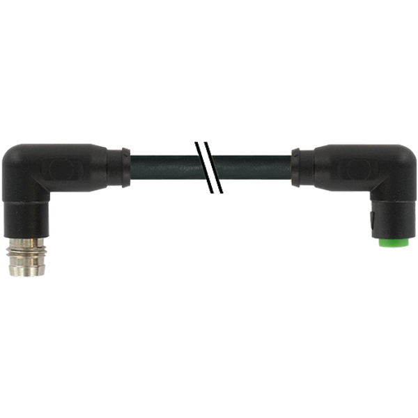 M8 male 90°/M8 female 90° A-cod. snap-in PUR 3x0.25 bk +drag ch. 2.2m image 1