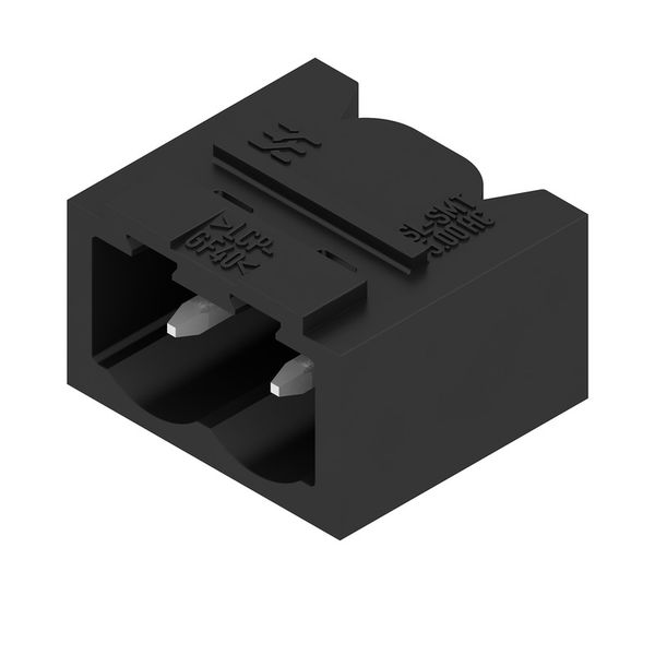 PCB plug-in connector, male header, closed side, THT/THR solder connection, 5.00 mm, Number of poles: 2, 90°, Solder pin length (l): 3.2 mm, tinned, black, Box image 4