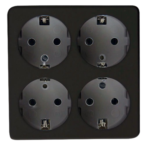 4-Way Power Socket 16A, Without Cable, Black image 1