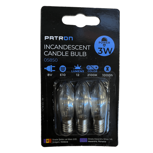 Incandescent Candle Bulb 3W E10 C6 8V Clear image 1