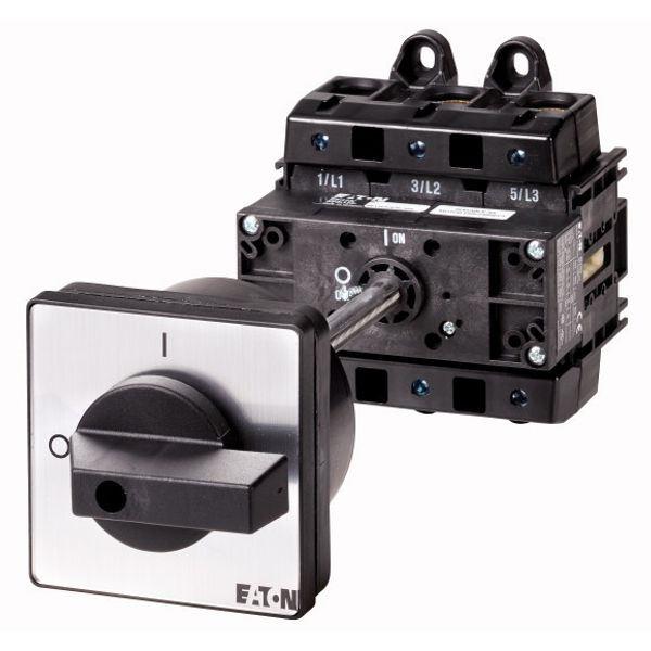 P5-250/Z On-Off switch, P5, 250 A, rear mounting, 3 pole, with black thumb grip and front plate image 1