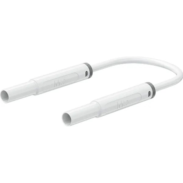 Safety measuring lead with (4 mm lamella plug, straight) to (4 mm lamella plug, straight), 0.5 m, white, silicone, 1.0 mm², CAT IV, 66.1041-05029 image 1