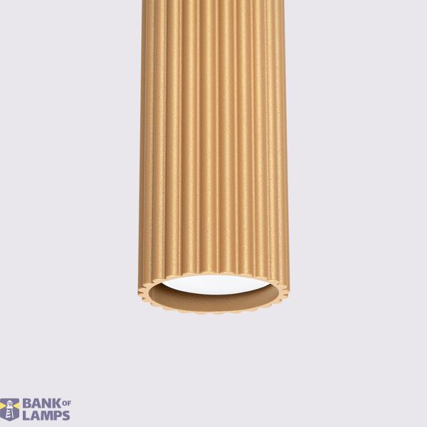 MODERN HANGING LAMP WITH CYLINDRICAL GOLD CARBON LAMP SHADE ON GU10 image 9