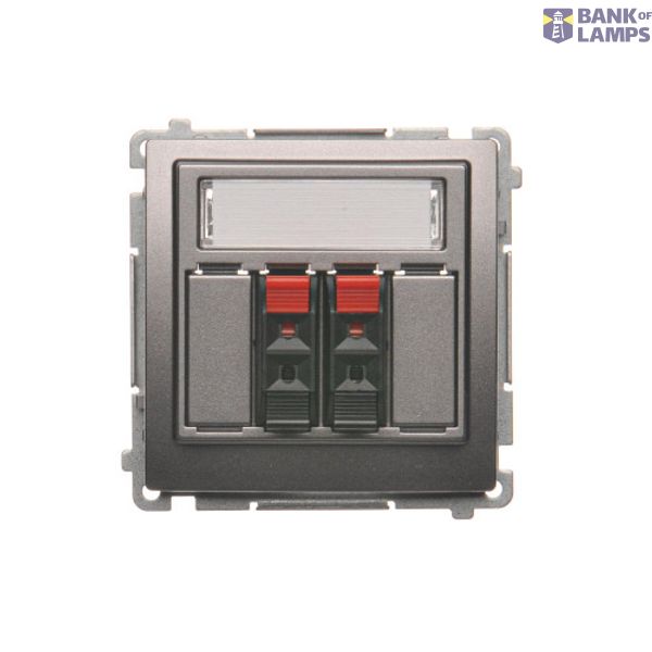 Double loudspeaker socket, Inox, metallized image 1