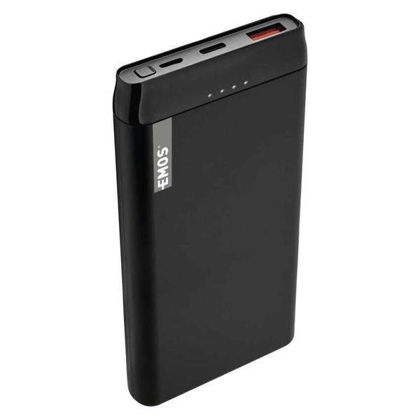 Power bank EMOS ALPHAQ 10000mAh black microUSB + USB C, slim image 1