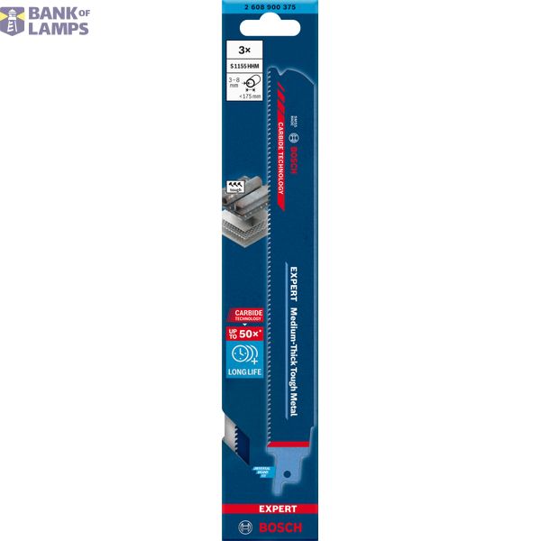 EXPERT Medium-Thick Tough Metal S1155HHM Reciprocating Saw Blade 3-pc image 2