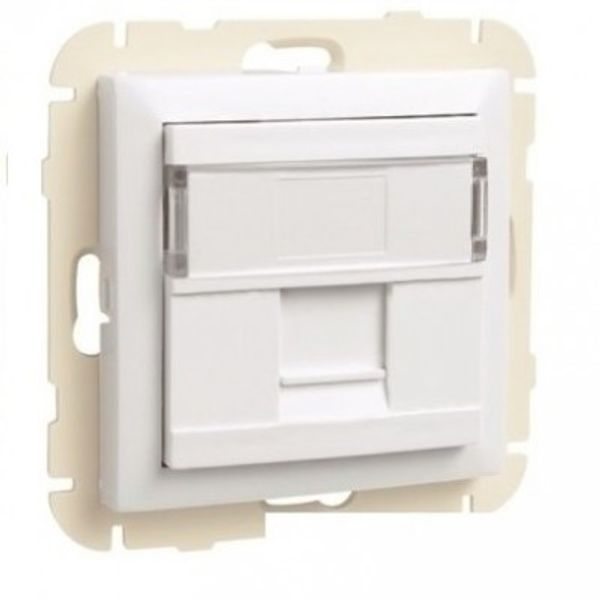 COV RING W/SING SUPPORT F/RJ45 CONNECT IVORY image 1