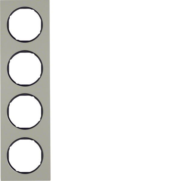 Frame 4gang, R.3, stainless steel/black image 1
