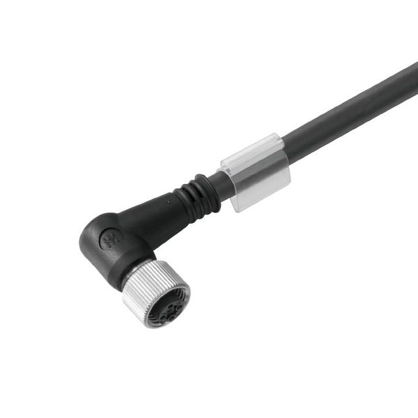 Sensor/actuator line, One end without connector, M12, Number of poles : 3, 0.1 m, Socket, angled, Shielded: Yes, LED: No, Sheath material: PUR, Halogen: No image 1