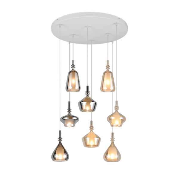 Aldea pendant 8-pc 60 cm E14 amber/chrome plated image 1