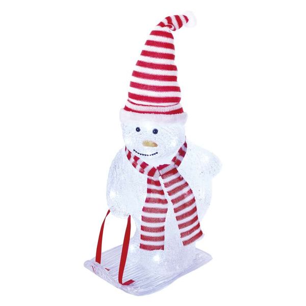 LED Christmas snowman with hat and scarf, 46 cm, outdoor and indoor, cool white image 1