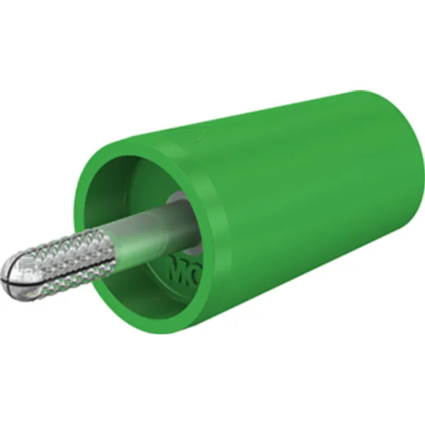 Screw-clamping adapter, 4 mm plug, spreadable to 4 mm socket, green, CAT II, 24.0161-25 image 1