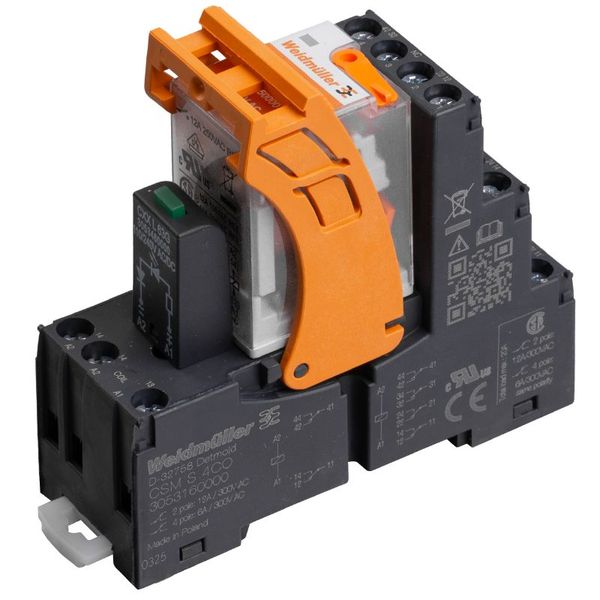 CUBESERIES, Number of contacts: 4,  CO contact AgNi, Rated control voltage: 24 V AC +10 % / -20 %, Continuous current: 6 A, Screw connection, Test button available: Yes image 1