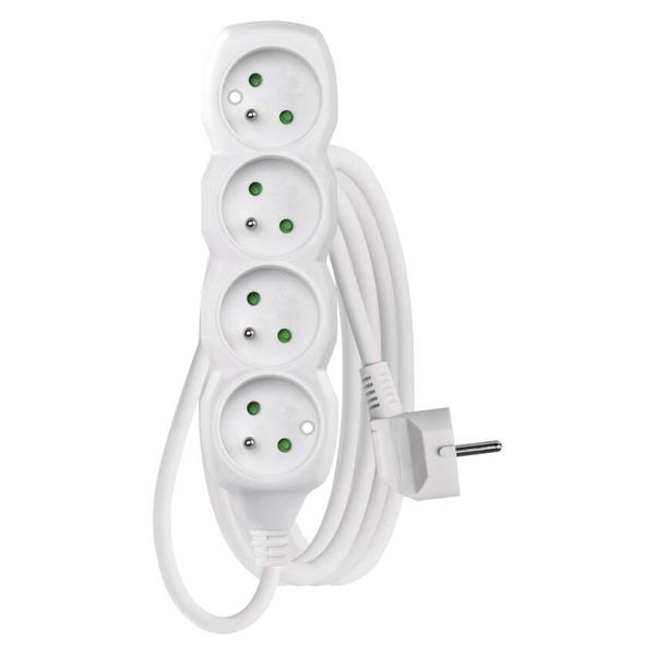 Extension Cord 3 m / 4 sockets / white / PVC / 1 mm2 image 1