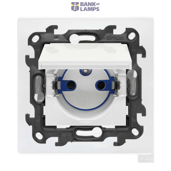 IP44 DATA single socket outlet with access element, Push In system, (module), Simon 24, IP44, 16A, white, Flap color: Same as a cover image 1