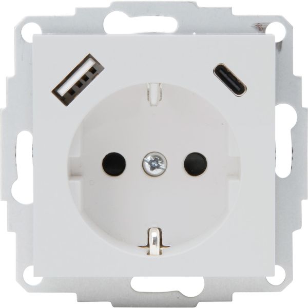 Socket outlet, 1-fold, 2xUSB A/C HK07 grey matt image 1