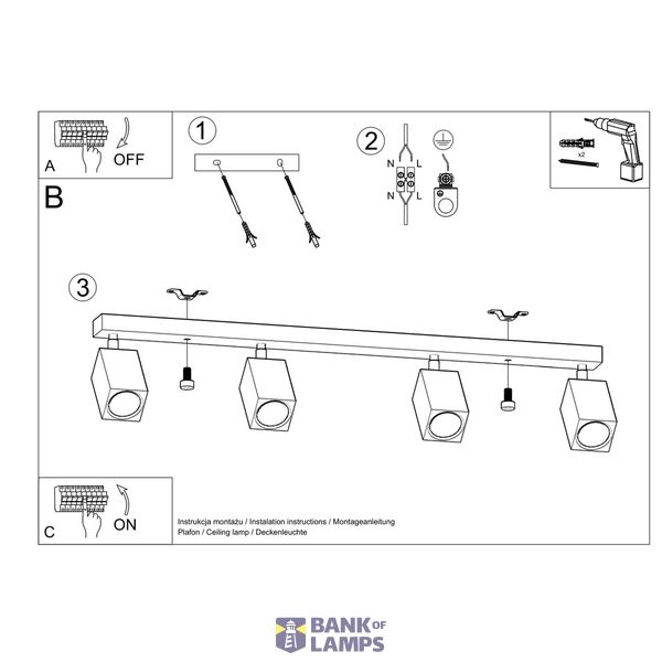 KEKE CEILING LAMP 4 OAK GU10 4X40W IP20 image 4