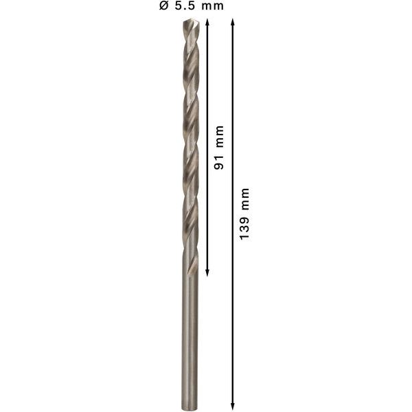 Metal drill bits HSS-G, DIN 340 5,5 x 91 x 139 mm 5 pcs. image 1
