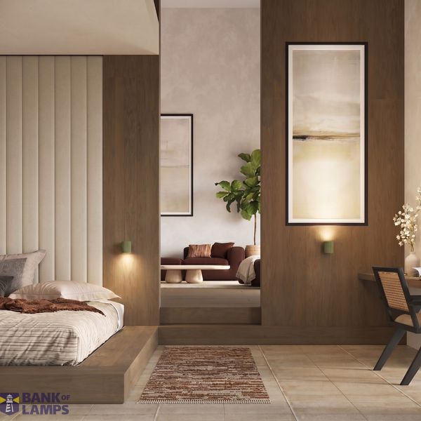 GREEN WALL LAMP WITH ELEGANT GROOVES ON THE LAMPSHADE FROM THE KARBON OLIVE GREEN SERIES image 5