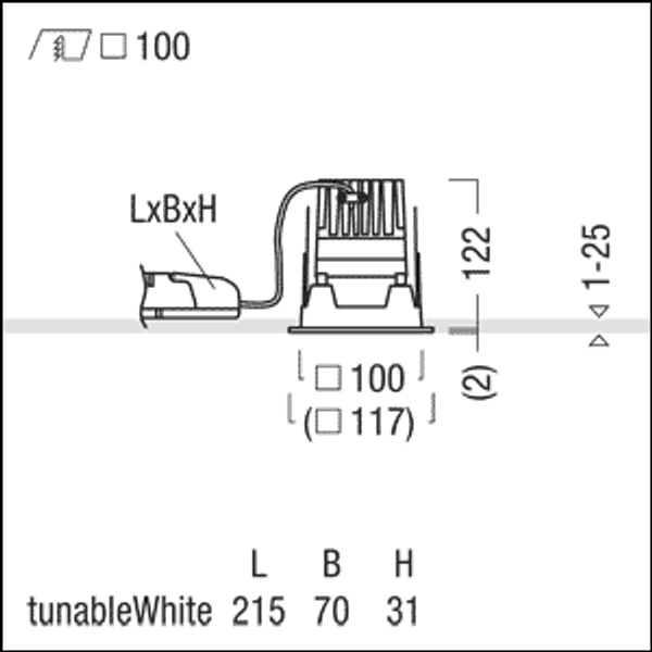 P-INF Q100H 1000-927-65 LDO WH TL - LED ceiling-recessed luminaire image 3