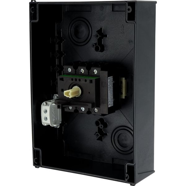 P3-100/I5/SVB/HI11 Main switch, P3, 100 A, surface mounting, 3 pole, 1 N/O, 1 N/C, Emergency switching off function, With red rotary handle and yellow locking ring, Lock image 28