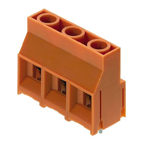 Printed circuit board terminals, 9.52 mm, Number of poles: 2, 90°, Solder pin length (l): 5 mm, tinned, Pale green, Clamping yoke connection, Clamping range, max. : 6 mm², Box image 1