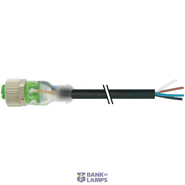 M12 female 0° A-cod. with cable 3LED PUR 4x0.34 bk 2.5 m image 2