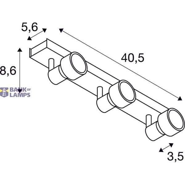 PURI 3 ceiling luminaire, 3xGU10, with Decoring, ruby image 2