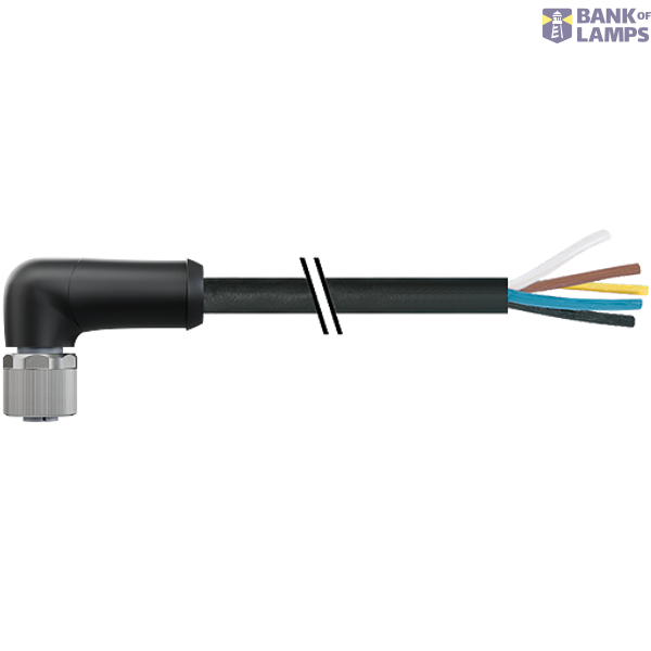 M12 Power female 90° L-cod. with cable PUR 5x1.5 bk 60m image 2