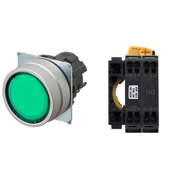 Pushbutton A22NL Ã˜22, bezel brushed metal, FLAT, MOMENTARY, CAP COLOR A2226686R image 1