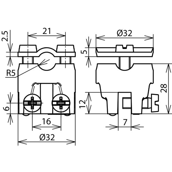Saddle clamp RCB clamp. range 0.7-6mm with double cleat for Rd 7-10mm image 2