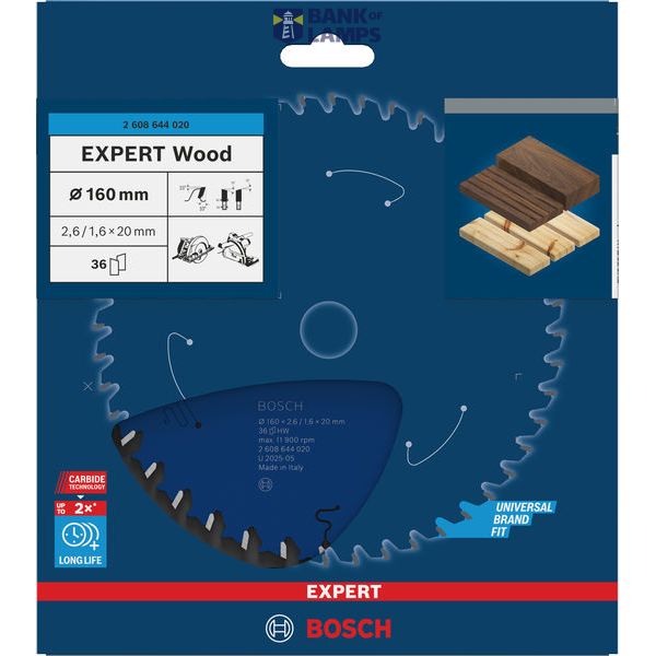 Circular saw blade Expert for Wood 160 x 20 x 2,6 mm, 36 image 1