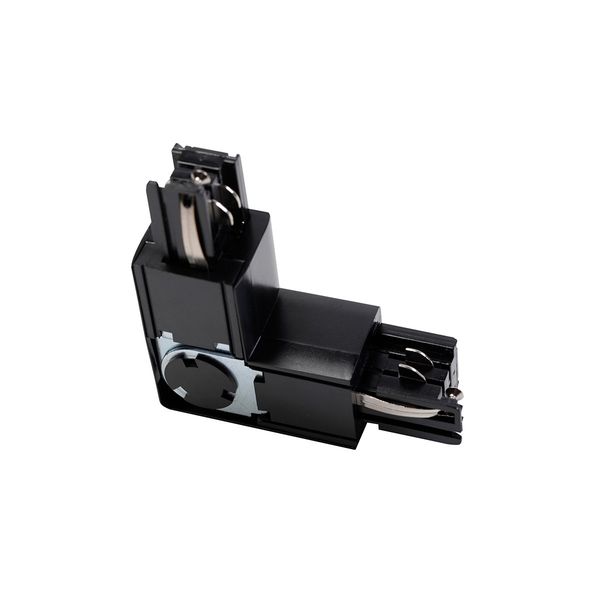 Adjustable connector L 90° for 3-phase track, black image 1