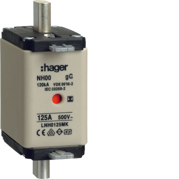 NH00-Fuse-link 125A 500V gG twin-Indicator insulated gripping lugs image 1