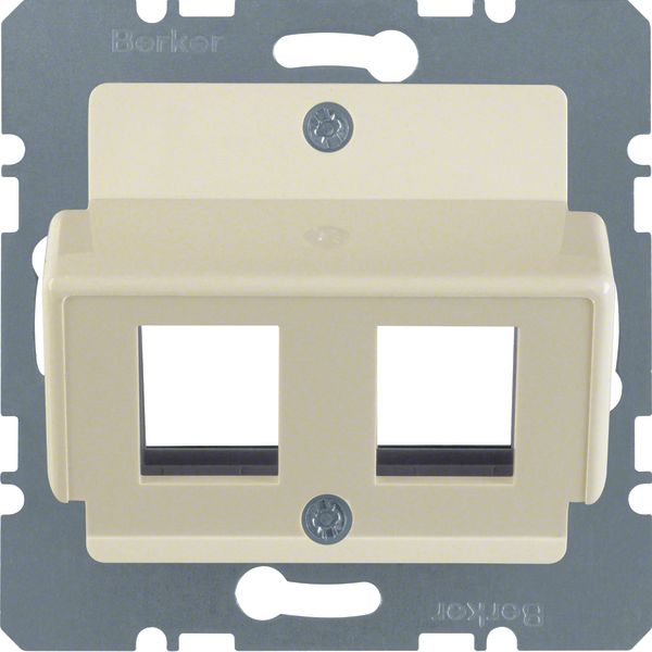 Central plate 2gang for Krone jacks, com-tech, white glossy image 1