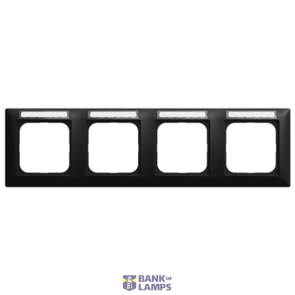1734 NSK-915  Cover frame with labelling field, horizontal with label space 4-gang black matt - Busch-balance SI image 1